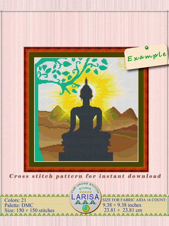 Buddha Cross Stitch Pattern | Bodhi Tree