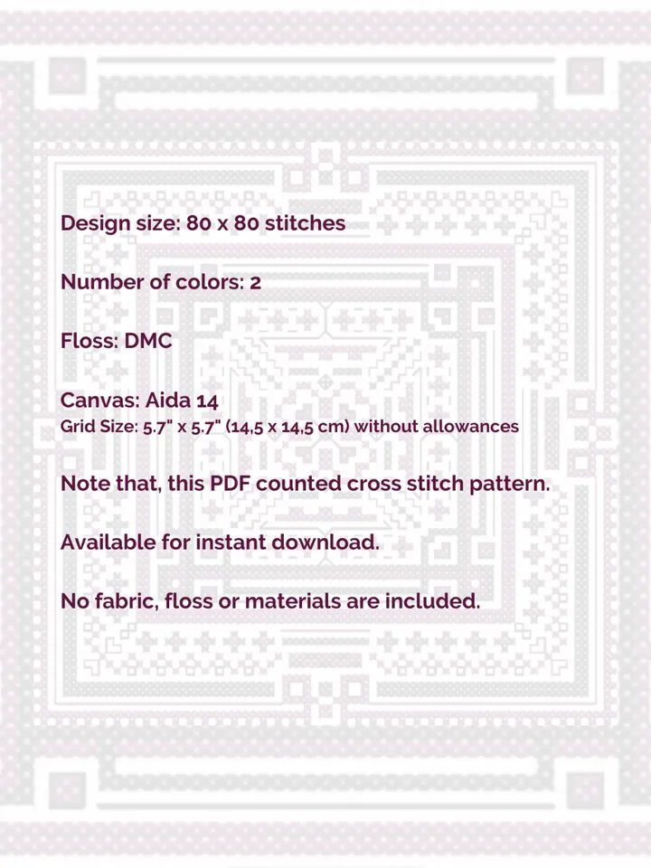 Cross stitch pattern Simple geometry, easy cross stitch chart PDF