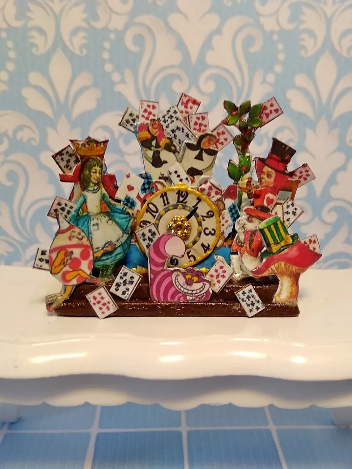 Imitation of a clock in the style of a fairy tale Alice.1:12 scale.