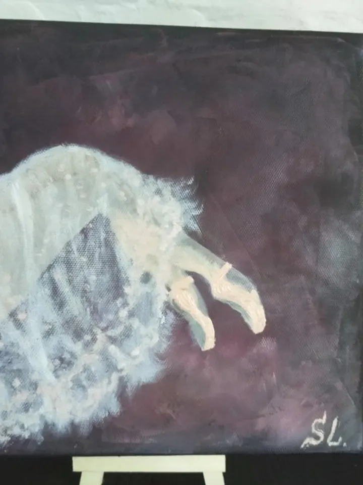 Oil Painting Ballerina in Pointe Shoes on Theater Stage Ballerina Girl Original Art Wall Art Handmade 8x8 inches