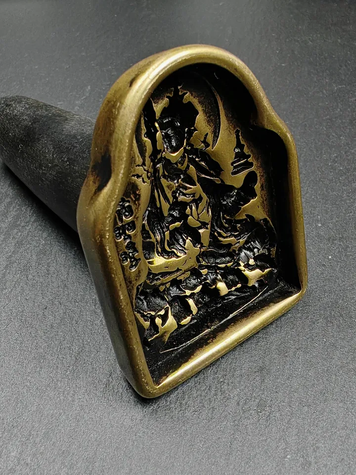 Gandhanra Old Tsa Tsa Mold of Guru Rinpoche - Tibetan Buddha Statue Mould for Votive Offering, 5.5cm Padmasambhava Design Clay Art Mold