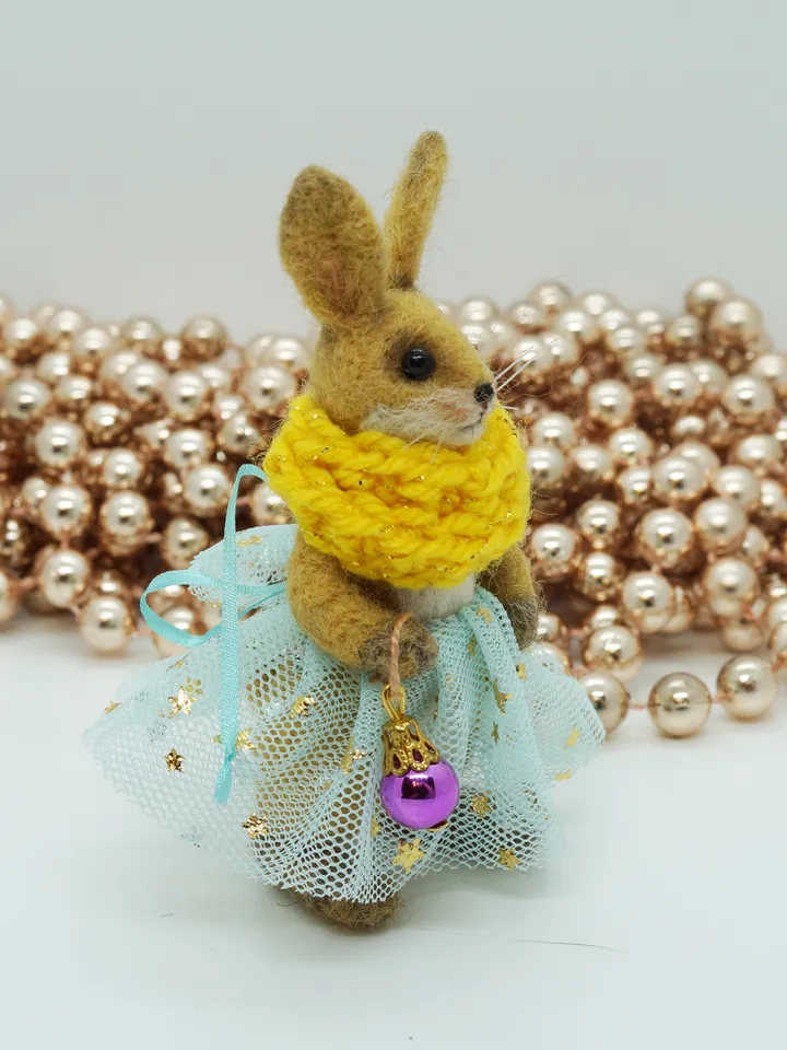 Lilly Belle, miniature needle felted rabbit, Christmas gift, ships from the US