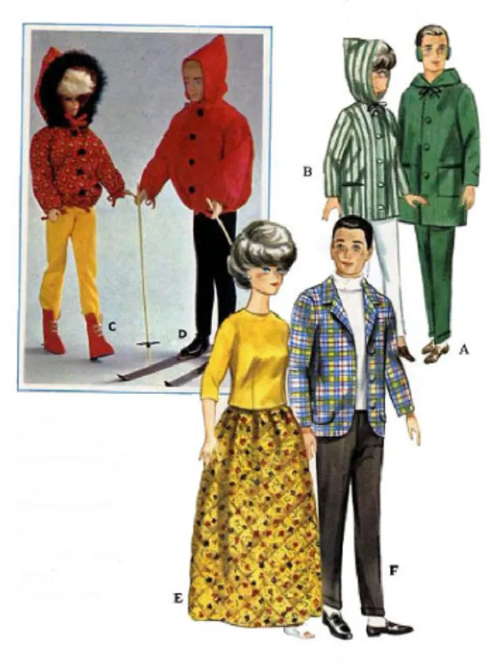 Copy Butterick 3317 Vintage Barbie and Ken Sewing Pattern Wardrobe Clothes for Dolls 11-1/2" - 12" Digital Download PDF