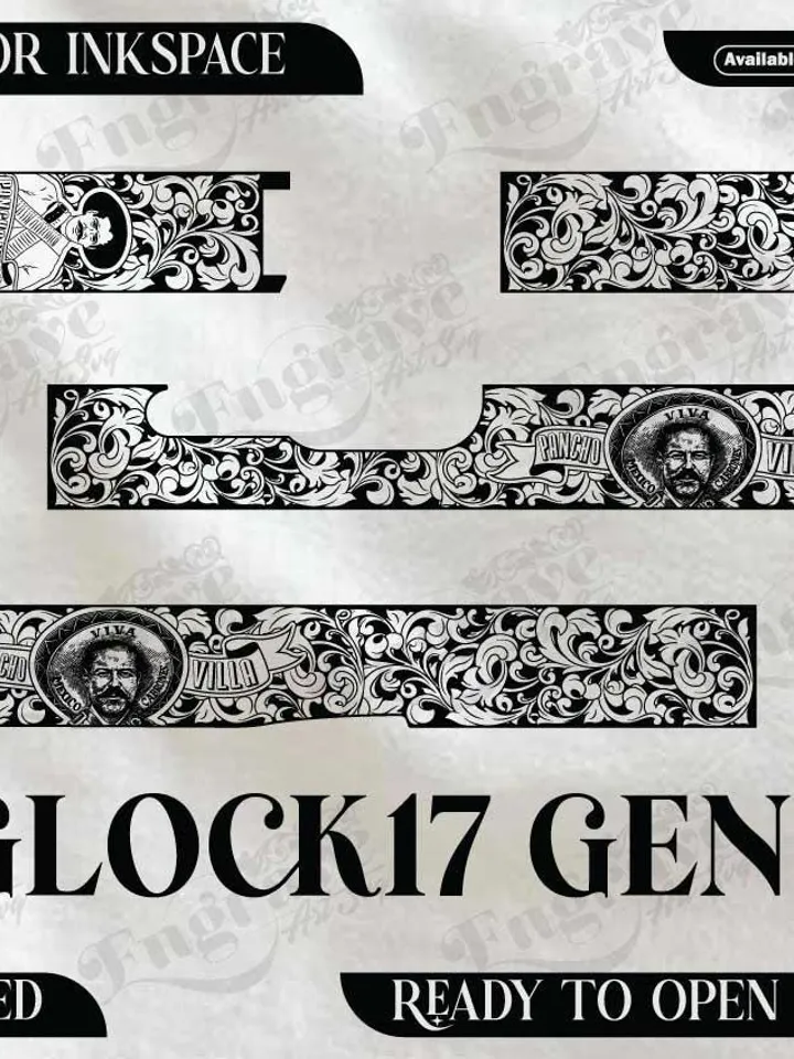 Glock 17 Gen 03 Scroll Design,lasercut,laserengraving,fiberlaser,engravingfiles,metalart