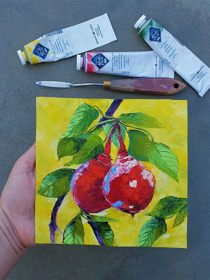 Pear Painting Fruit Original Art Tree Wall Art Impasto Oil Painting Canvas