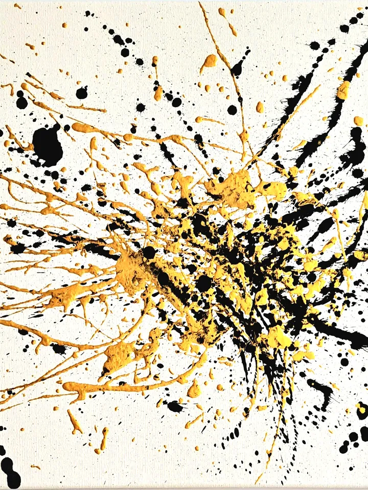 Painting with gold paint "Oil (Petroleum)" abstract black with gold contemporary art