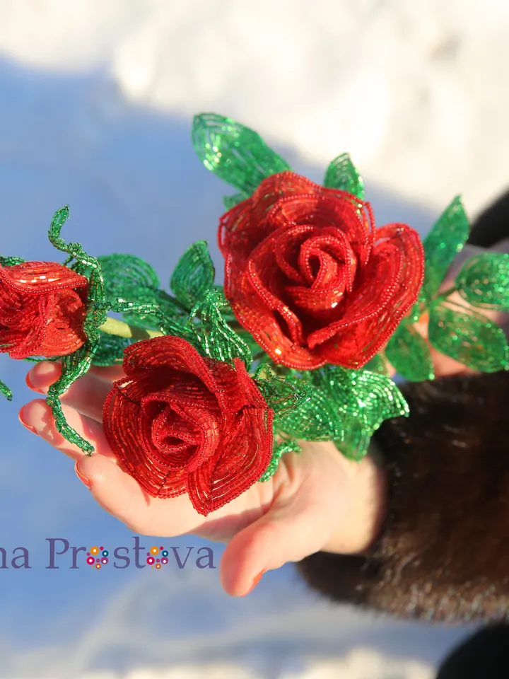 French Beaded Flowers pattern | Beaded Rose | Seed bead patterns | Beading tutorial | Digital Download - PDF