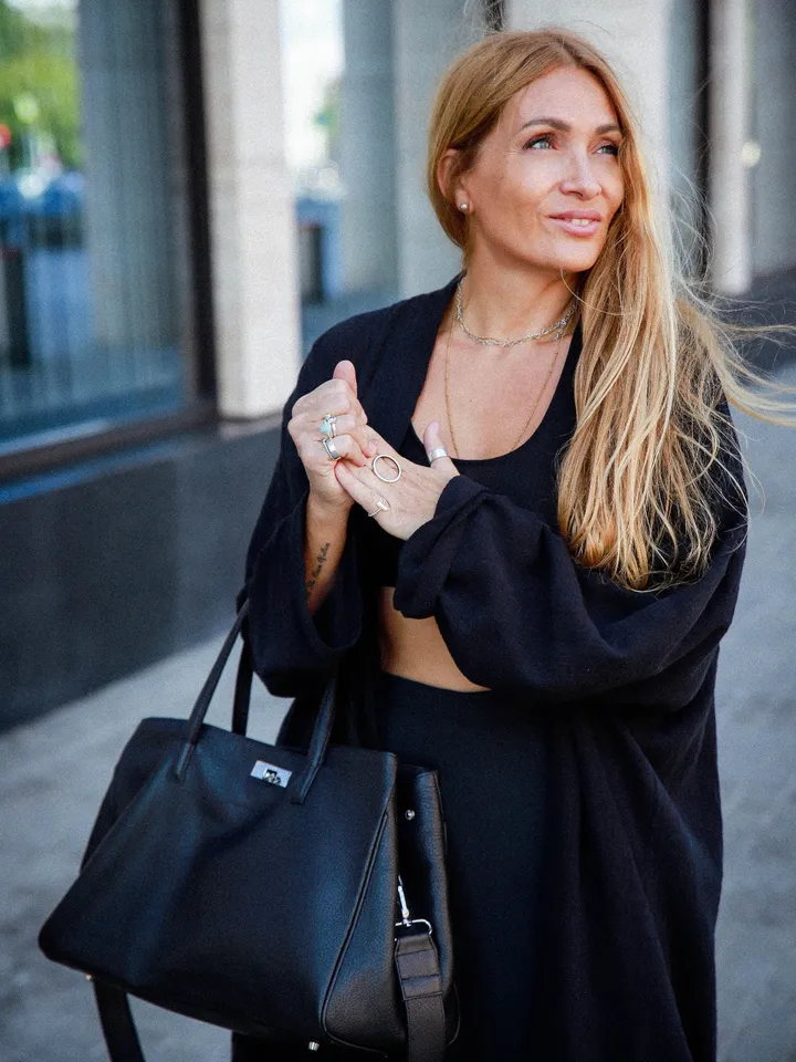 Genuine leather black classy designer women bag | everyday purse | elegant bag