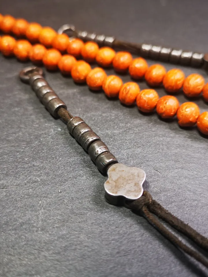 Gandhanra Handmade 6mm Tibetan Buddhist Prayer Bead Counters for 8-15mm Mala,with Flower Pendant, Made of Cold Iron