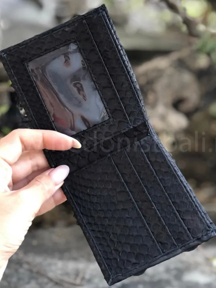 Genuine Python Skin Men Flat Wallet | Exotic Leather Money  Wallet | Gift For Him | Money Clips and Wallet | Black Portmone Handmade
