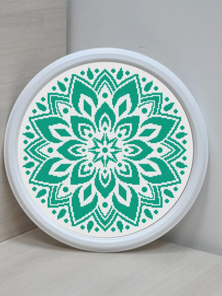 Mandala cross stitch pattern download PDF, Floral ornament cross stitch chart, Monochrome mandala pattern digital PDF, DIY Home decor #M126