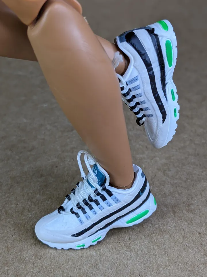 Premium white & blue sneakers for 12 inch male dolls