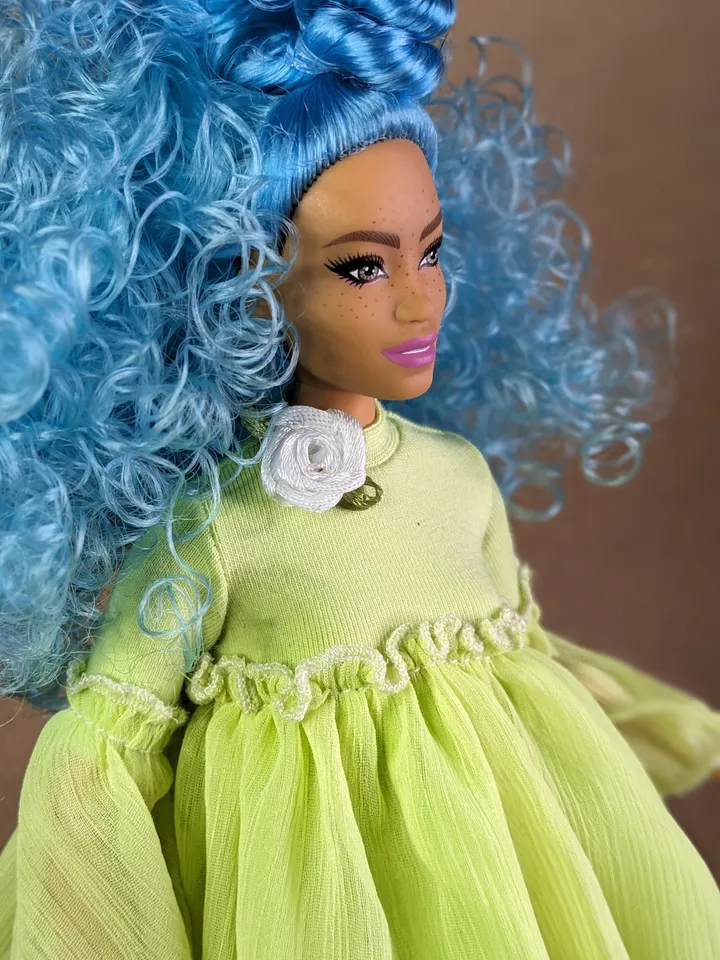 Handmade green puffy dress for 1/6 scale fashion female dolls