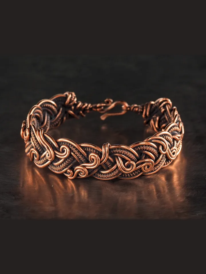 Copper wire wrapped bracelet for woman 7th Anniversary gift Small size bracelet Antique style copper Jewelry