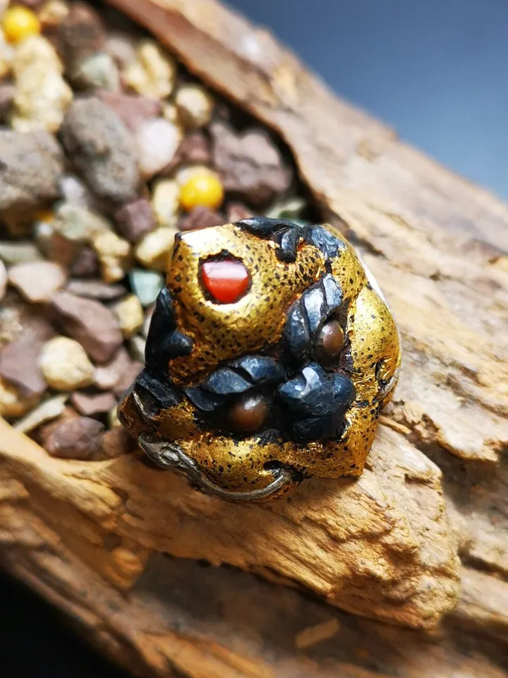 Gandhanra Unique Handcrafted Men's Ring, Tibetan Buddhist Garuda Ring,Made of Pure Gold Filled and Silver Filled,Protection Jewelry