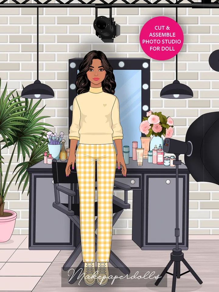 Photo studio with paper dolls
