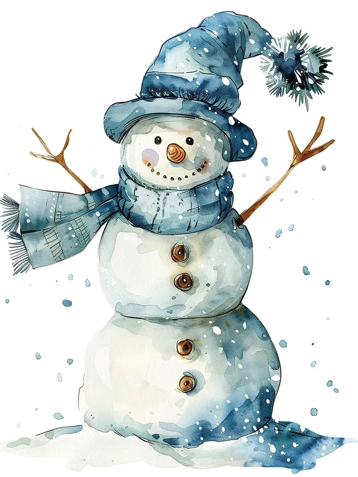 15 Winter Snowman PNG Bundle, Christmas Clipart, Printable Watercolor clip art for sublimation, High Quality PNGs, Paper craft, junk journal