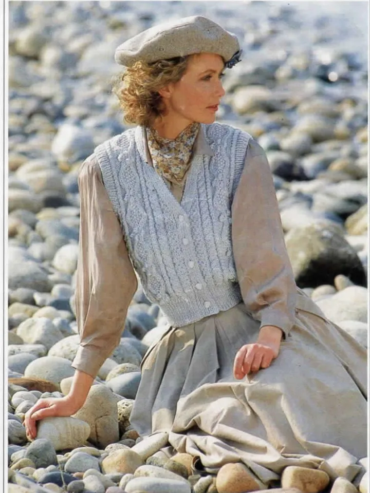 Women Aran waistcoat, knitting pattern waistcoat vest pdf, cable chunky aran waistcoat, aran sleeveless cardigan instant download