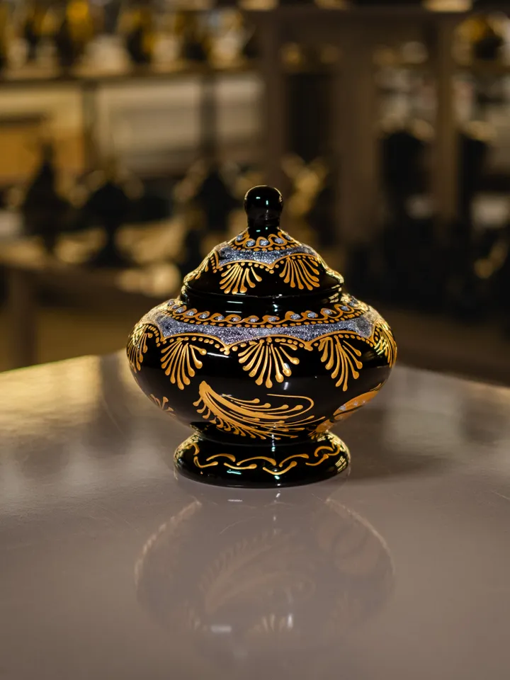 Handmade Serving Bowl | Black and Gold Decorative Candy Bowl