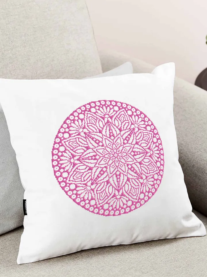 Flower mandala circle cross stitch pattern download PDF Monochrome mandala digital Beginner stitch Floral ornament cross stitch chart #M49