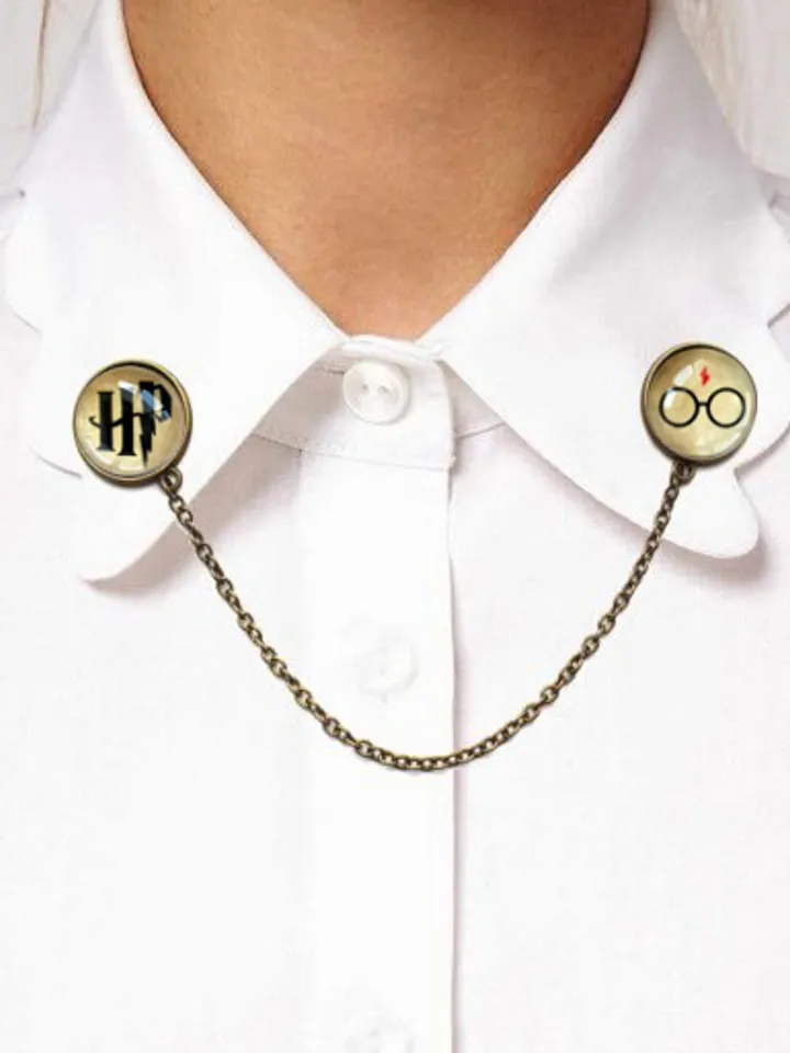 Harry Potter brooch, HP collar brooch with chain, Harry Potter glasses Pin