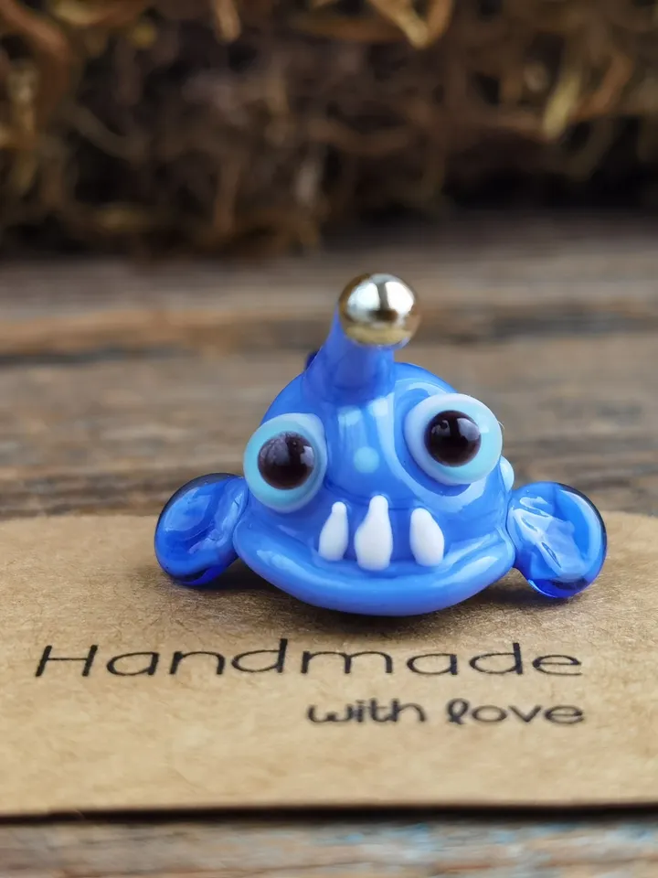 Angler fish figurines Glass fish Tiny fish Miniature fish Glass figurines Tiny glass animals Aquarium decor Angler ornaments