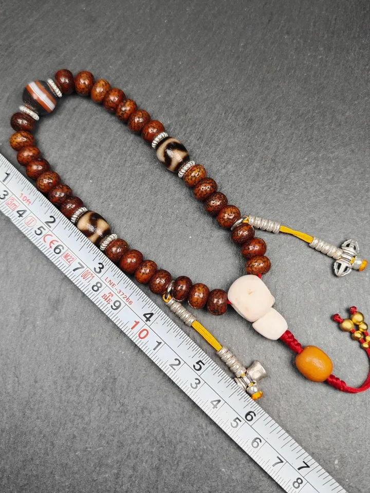 Gandhanra Authentic Tibetan Handhold Wrist Mala - 10mm Old Lotus Seed Beads Bracelet - Best Portable Buddhist Prayer Beads for Meditation