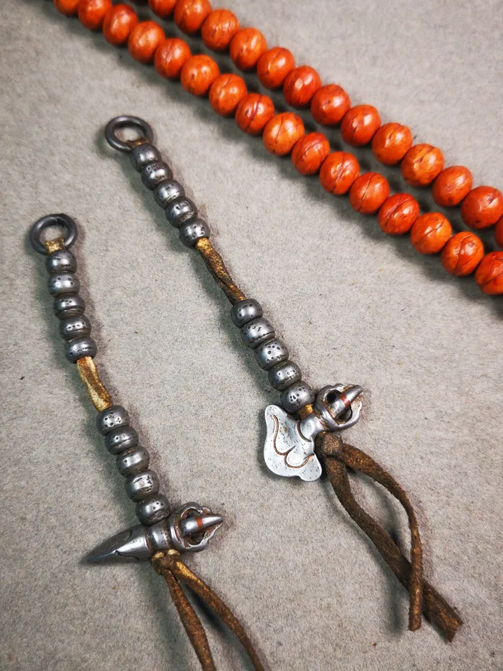 Gandhanra Handmade Tibetan Buddhist Mala Counters,Prayer Bead Counters,with Kartika and Kila Pendant,Made of  Cold Iron
