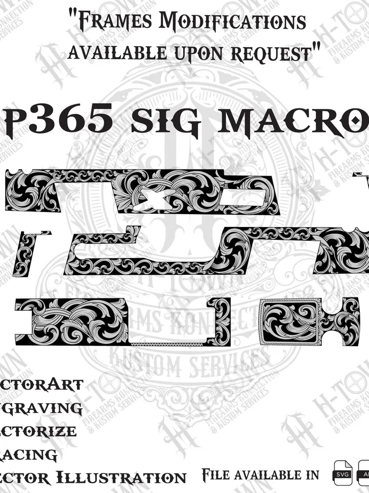 P365 SIG Macro Floral Engraving Vector (Digital Download)