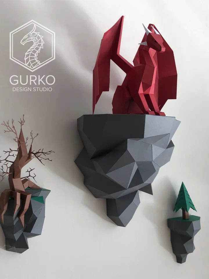 Papercraft Flying Islands (5 sets), Digital Template, PDF Download, Gurko, 3D Low Poly, Pepakura, DIY Origami Sculpture, Paper Decor, Gift
