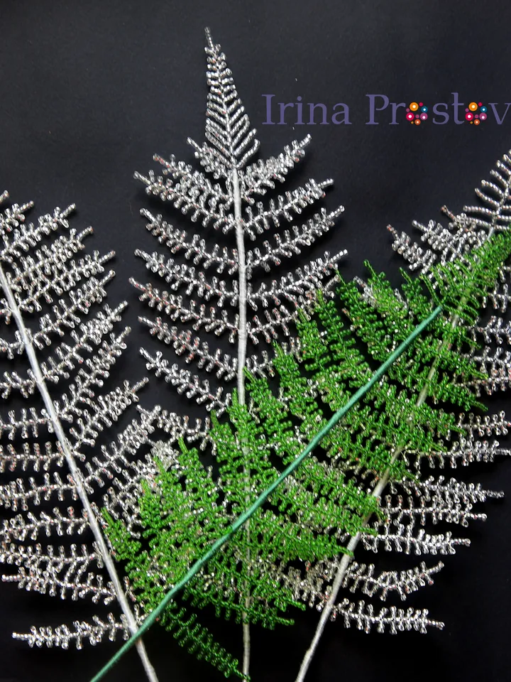Beaded Lilies of the valley and Fern | Beaded Flowers pattern | Seed bead patterns | Beadwork pattern