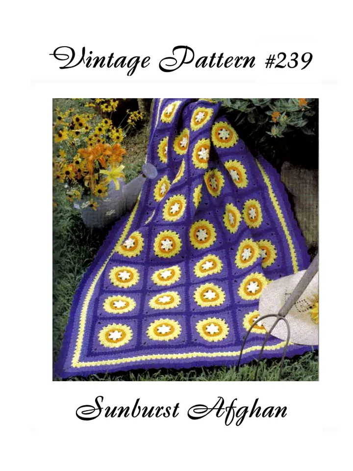 Sunburst Afghan Vintage Crochet Pattern 239