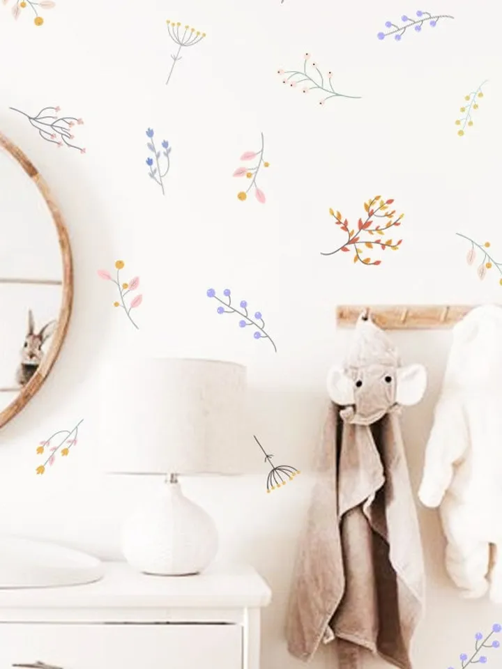 Flowers Decal - Wild Flowers Wall Decal, Twigs Wall Decals, Sweet Flowers and Twigs Decal, Nursery Decor , Girl room Decor Gift For Her h22