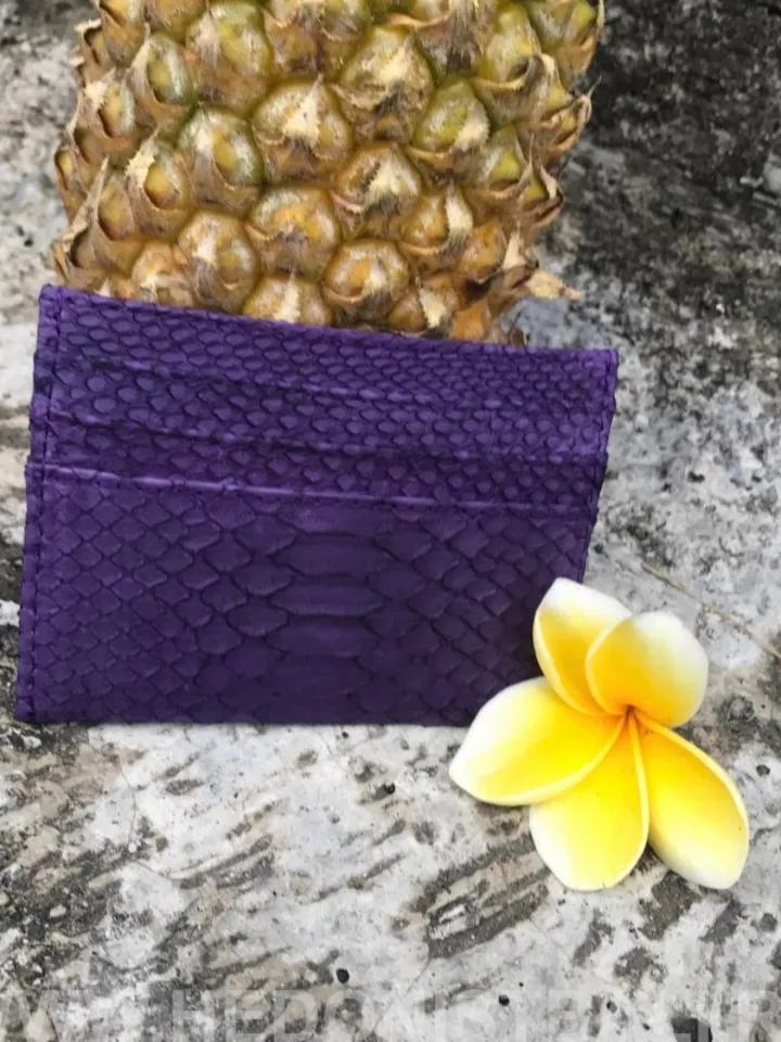 Genuine python skin creditcards holder | business cads holder violet snake colour unisex wallet small | gift idea exotic python skin leather