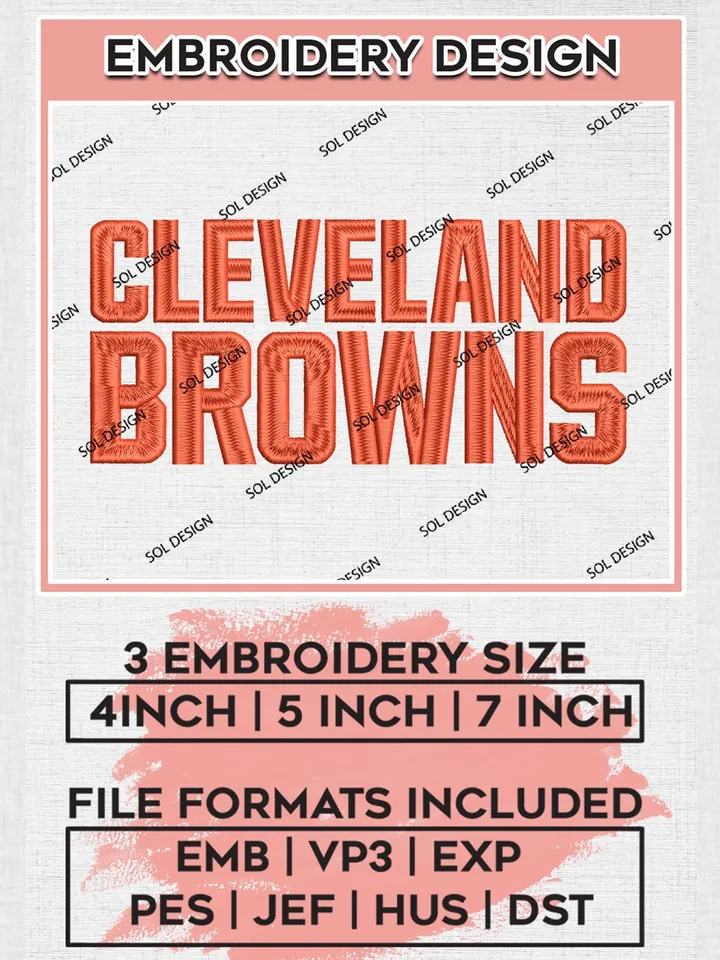 NFL Cleveland Browns Wordmark Embroidery Designs, NFL Browns, NFL Embroidery Designs, NFL Cleveland Browns Machine Embroidery Design, Digital Download