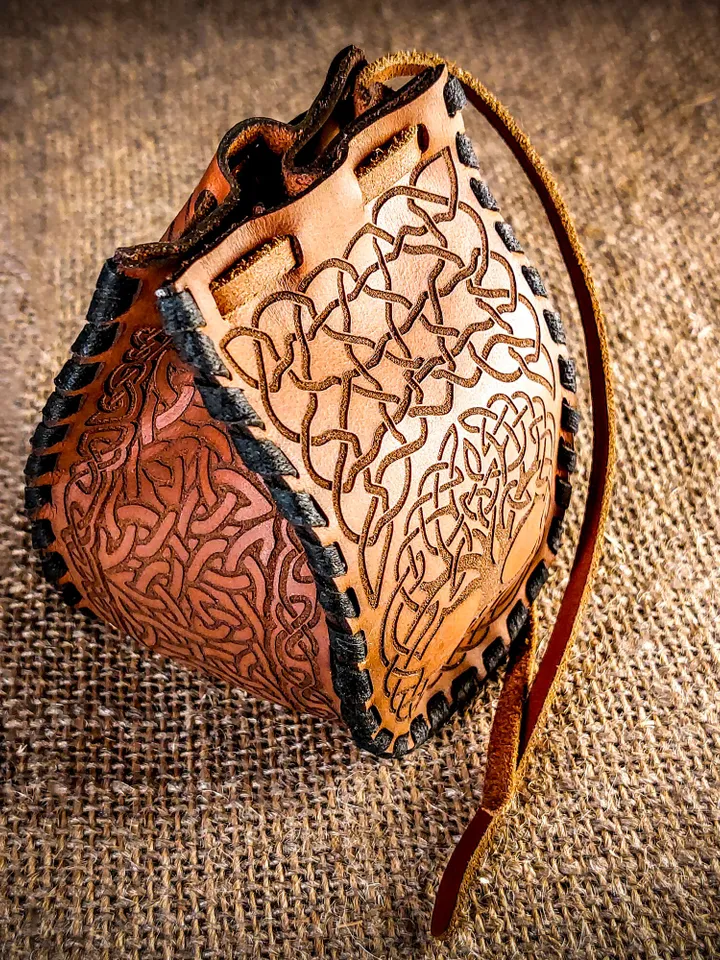 Celtic Scandinavian Stone Runes. Leather Bag. Elder Futhark. Viking Rituals. Yggdrasil. Norse World Tree. Tree of Life. Magic Symbol.