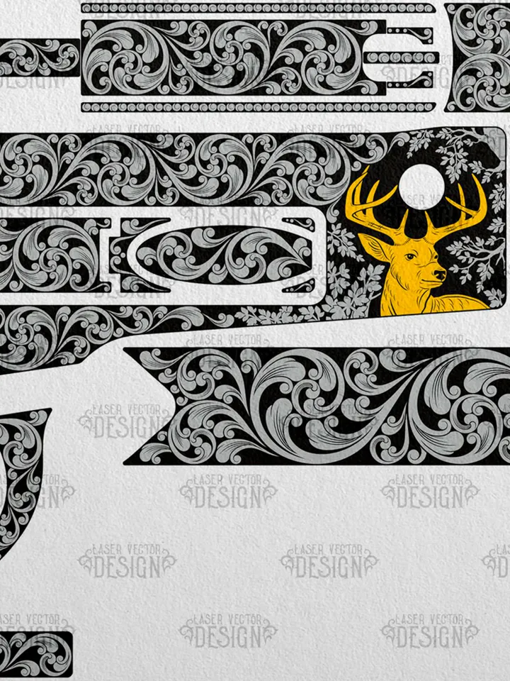 VECTOR DESIGN Winchester 1886 Deers and scrolls
