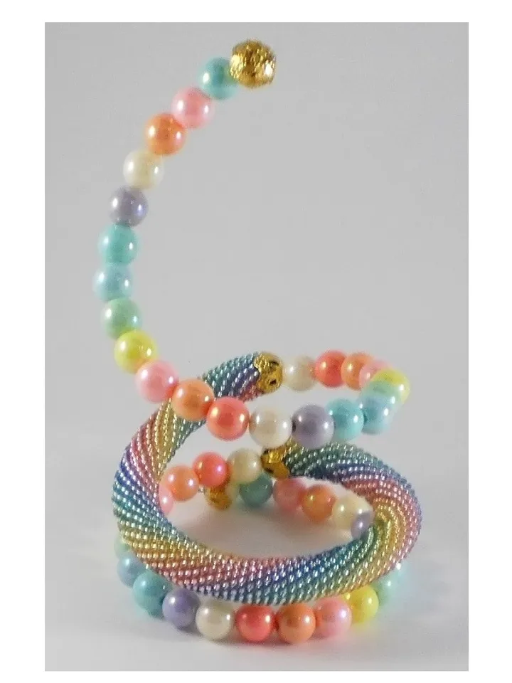 Tutorial wire wrapped bracelet, pattern of a "Victory" bracelet with memory wire, Beaded rope, Double bead crochet, PDF