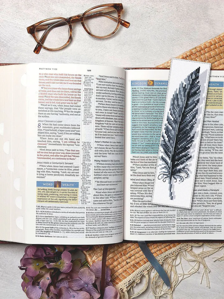Black feather bookmark cross stitch pattern PDF download Feather cross stitch chart, Simple bookmark pattern digital PDF Bird bookmark #B294