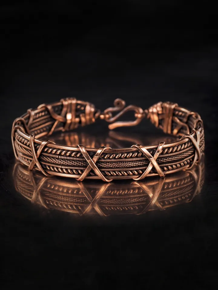 Woven copper wire bracelet Antique style handcrafted copper jewelry Unique gift