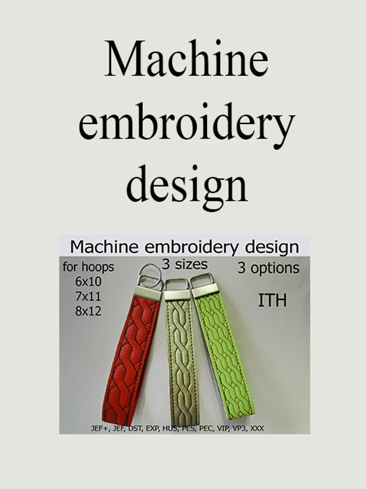 In the hoop wristlet Embroidery designs for hoop 6x10 8x11 8x12 ITH Key Chain Wrist Straps