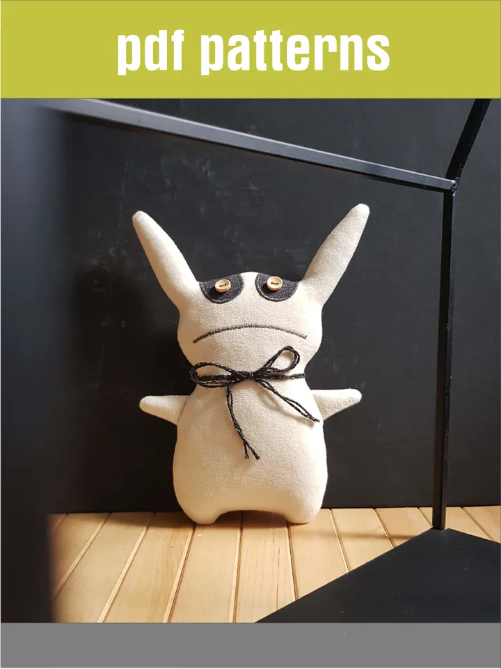 Rabbit Sewing Pattern PDF, Creepy Doll diy, Stuffed animal pattern