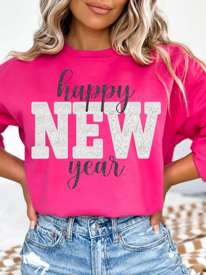Happy New Year PNG | Holidays, New Year, Sequins, Glitter | Instant Sublimation Download | Digital Shirt Design