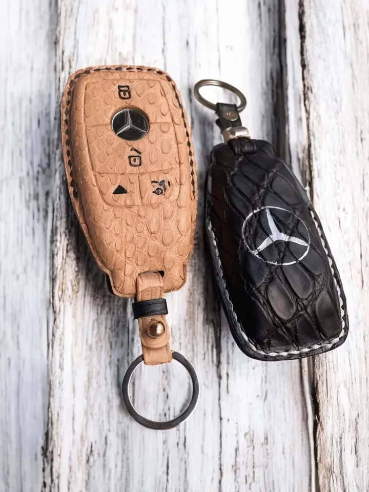 Mercedes-Benz, handmade keyfob cover, snake skin, Italian leather