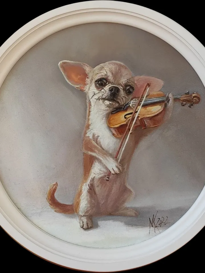 Chihuahua oil painting on linen canvas