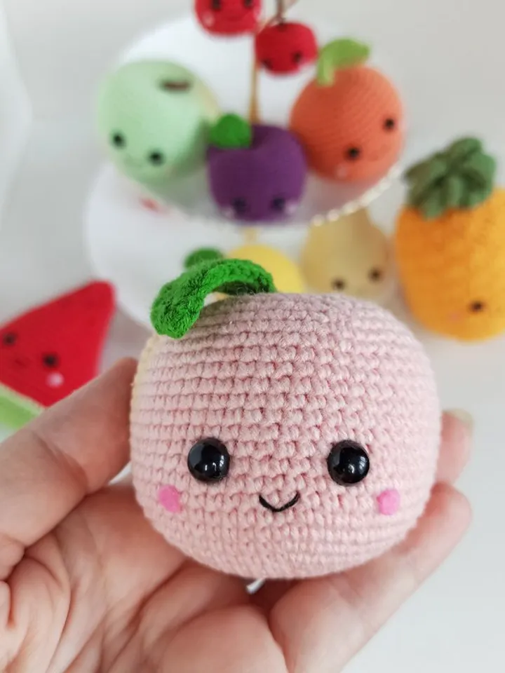 Set crochet fruit (11 pcs), pretend to play food, kawaii fruit,Montessori toy,