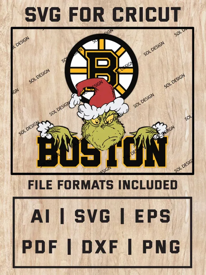 Grinch Boston Bruins SVG, NHL Logo SVG Design, NHL Boston Bruins SVG, NHL Bruins Cricut, Christmas Svg, Grinch svg, Digital Download