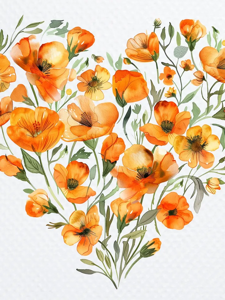16 Floral Heart PNG Clipart, Watercolor clipart, Floral Heart sublimation, Printable clipart, Digital download, Paper craft, junk journal