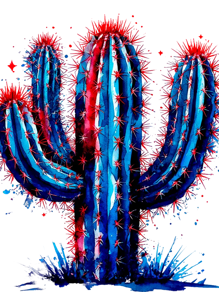 Patriotic Watercolor Cactus Clipart