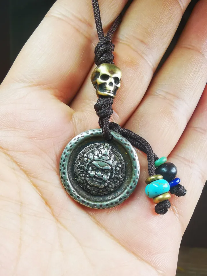 Gandhanra Handmade Tibetan Amulet Badge,Mahakala Pendant, Buddhist Protector Deity